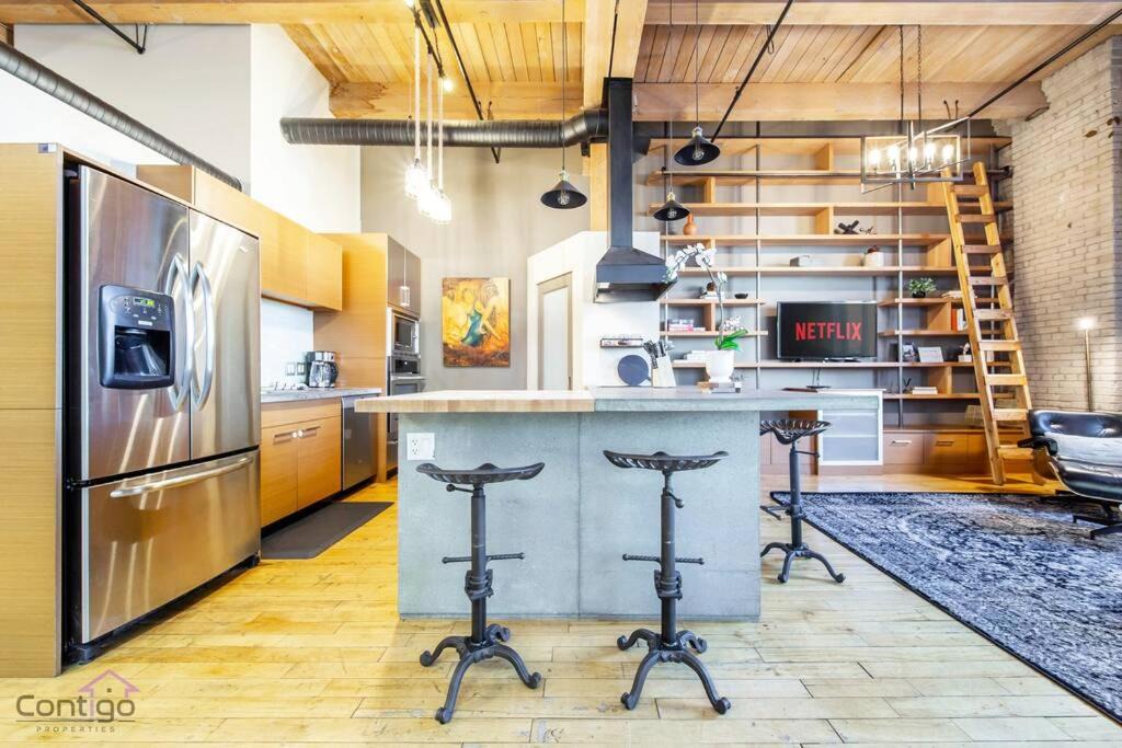 Downtown Edmonton Apartment | Historic JD Loft, Near ICE District, Rogers Place, UG Parking
