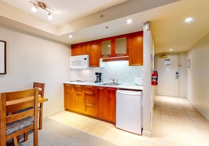 Perfect 5th-floor studio with ski & mountain views & fireplace