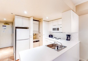 Walk-to-lift studio with mountain views, fireplace, jetted tub, & gym access