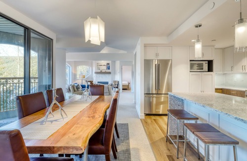 Upper Village Condo | Amazing sixth-floor condo with pool, hot tub, sauna, & balcony views