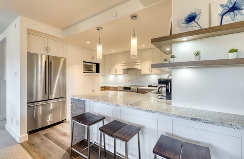 Upper Village Condo | Amazing sixth-floor condo with pool, hot tub, sauna, & balcony views