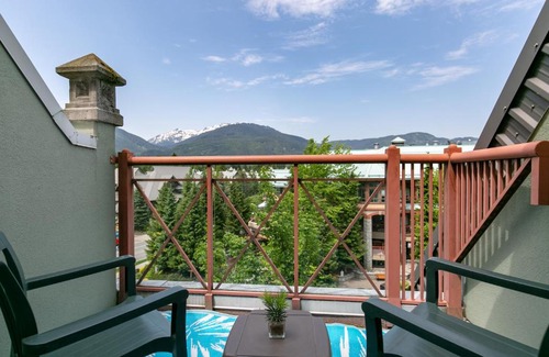 Village North Apartment | Beautiful Whistler Village Alpenglow suite queen size bed air conditioning cable and smartTV WIFI fireplace pool hot tub sauna gym balcony mountain views