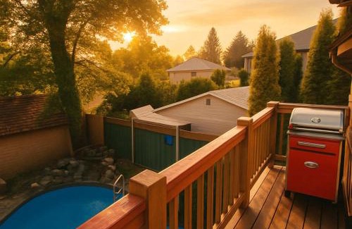 Saanich East Apartment | Charming "Melrose Place" w Pool, Private Deck & Grill