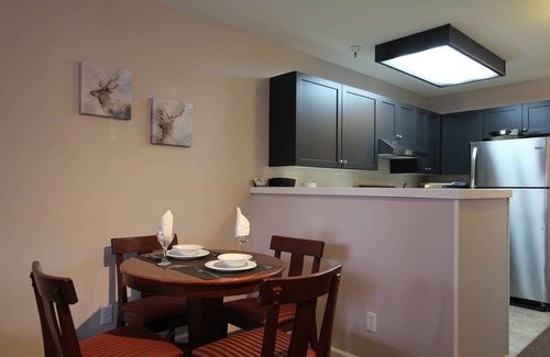 Village North Condo | Marketplace Lodge #212 | Studio with Kitchen, Fireplace, and Balcony