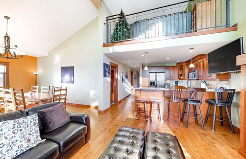Snow Pine Estates House | Ski-in/out getaway with private hot tub, fireplace, pool table, & grill