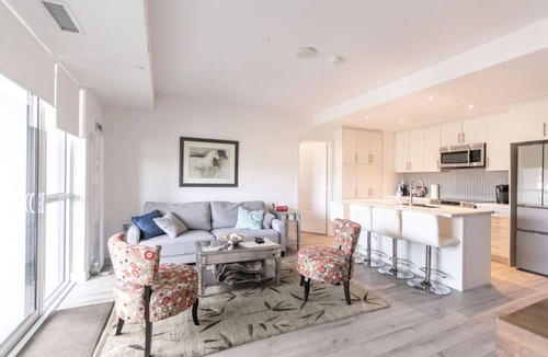Innisfil Apartment | Innisfil 2BR Condo | Balcony, BBQ & Fire Table