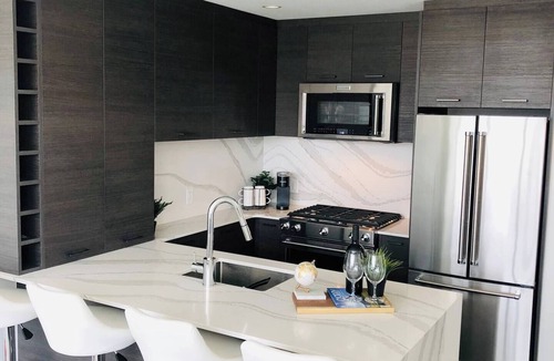 Cultural District Condo | Luxury condo with pool! Steps to beach/downtown!