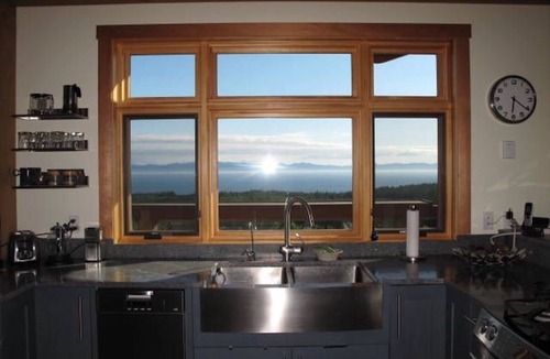 Juan de Fuca Electoral Area House | Mystic Beach Vacation Home-Oceanview modern timberframe with hot tub