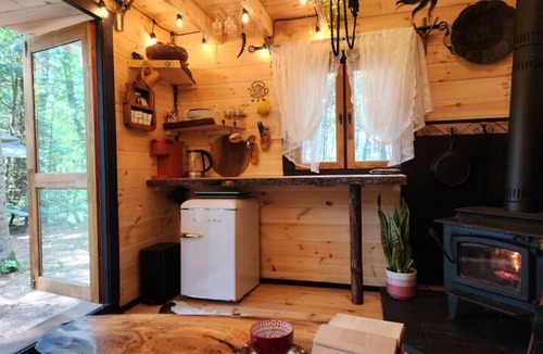 Bracebridge House | "Oda" Log Cabin with Cedar Hot Tub & Sauna on wood