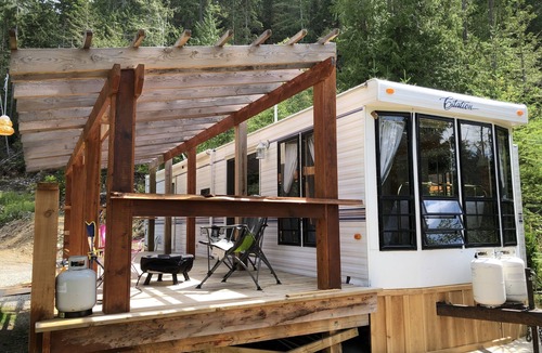 Garden Bay House | Park Model RV Glamping in Private Campground