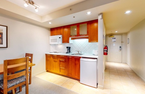 Whistler Village Apartment | Perfect 5th-floor studio with ski & mountain views & fireplace