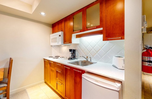 Whistler Village Apartment | Perfect 5th-floor studio with ski & mountain views & fireplace