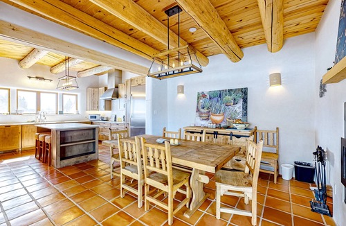 Arroyo Seco House | Renovated mountain-view villa with private hot tub, roof deck, & enclosed yard