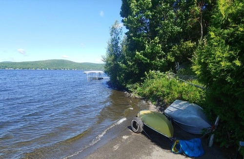 Saint-Hermenegilde Cottage | Spectacular Lakehouse with mountain views own sandy beach on crystal clear lake