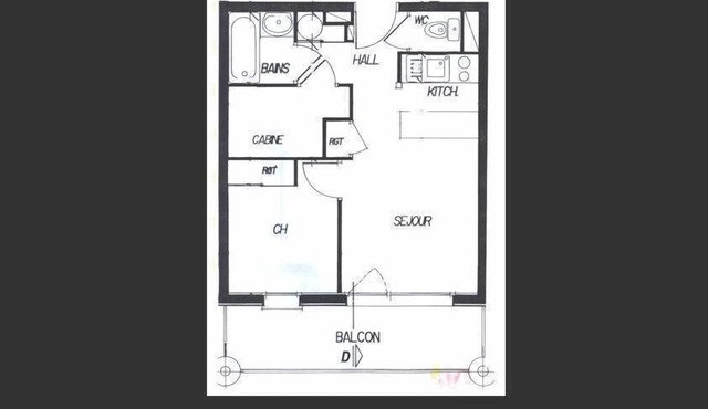 150m from shops, 1st floor, balcony, tv, ski locker, 34m², Les Menuires