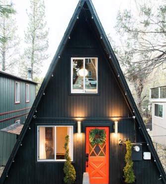 Atomic A-Frame Mid Century Space-Age Fireplace Ski Hiking Swimming