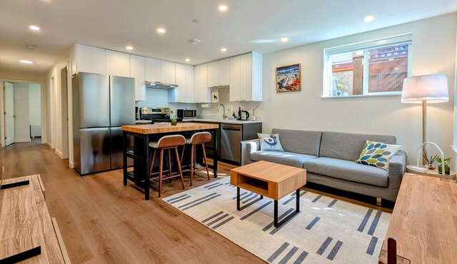 Bright 2-Bed Ground Suite | Steps to PNE & Transit
