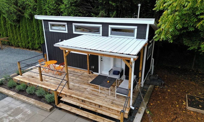 Langley Cottage | Icelandic Inspired Tiny Home Nestled in Green Space.