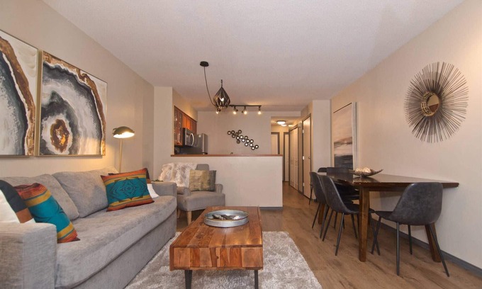 Village North House | Modern quiet townhome with private HOT TUB, GAS fireplace, common Pool and hot tub.